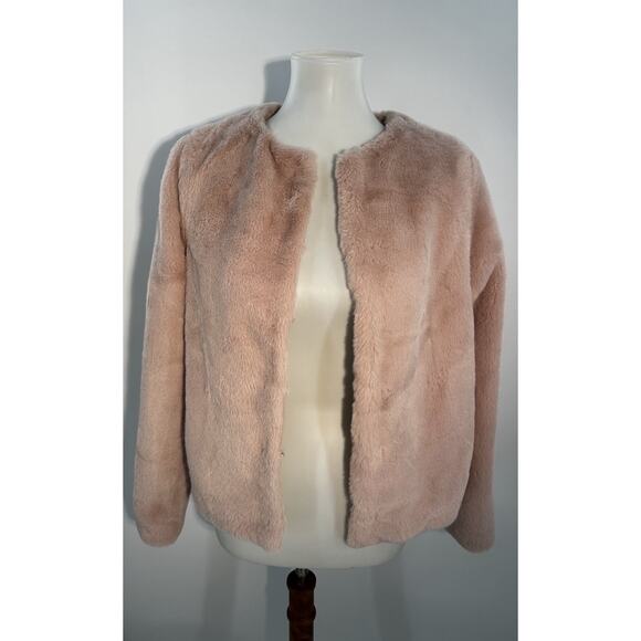 NWT H&M Divided Pink Faux Fur Jacket Women’s Small S Plush Soft Winter Coat Boho - Picture 1 of 6